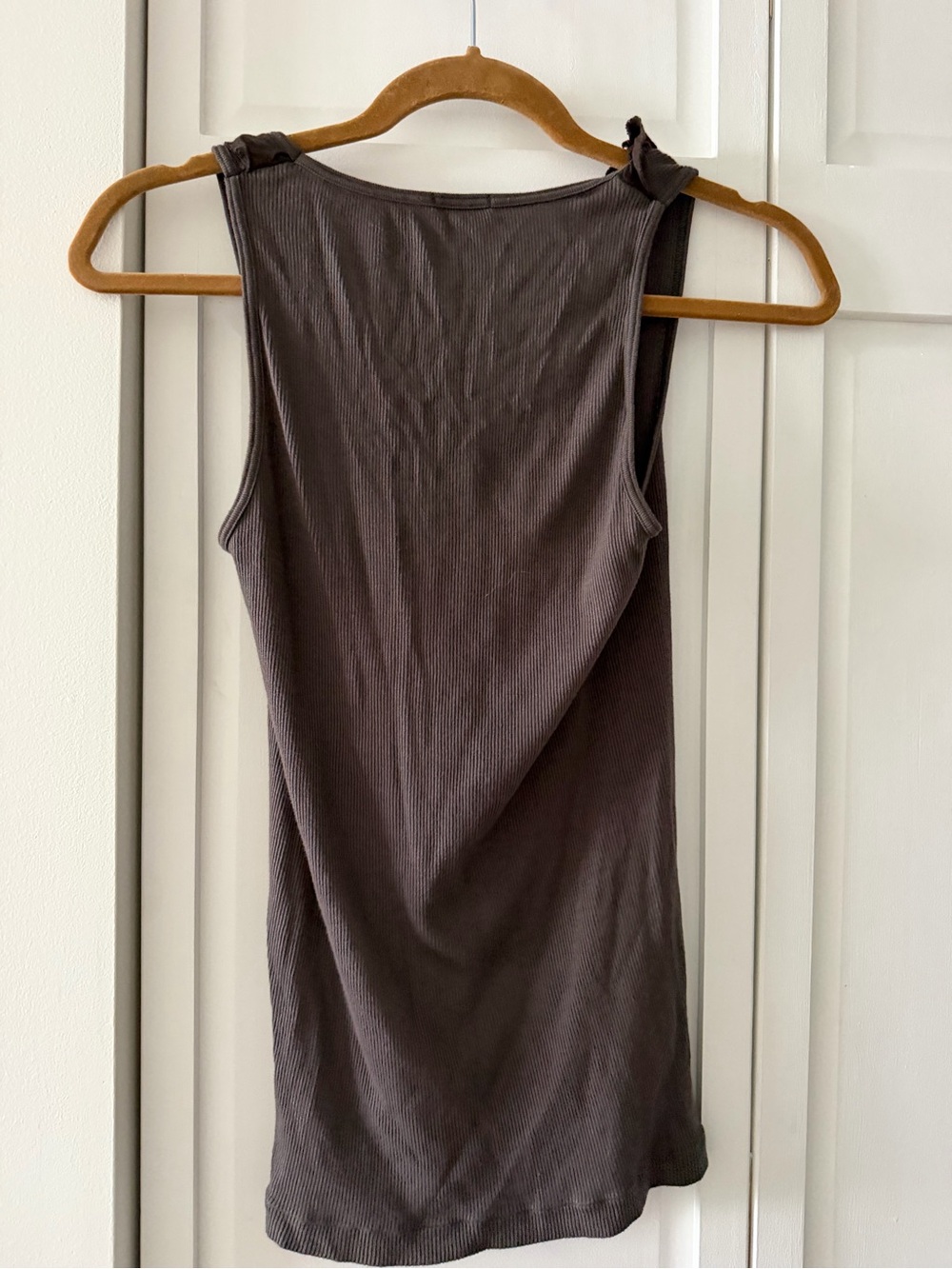 Mimi & Coco Brown Ribbed Cotton Ruffle Tank Top L y2k - Picture 8 of 8